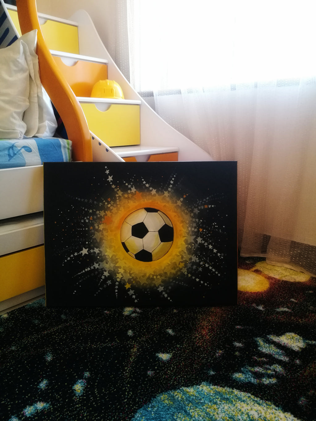 Handpainted Soccer Galaxy Canvas