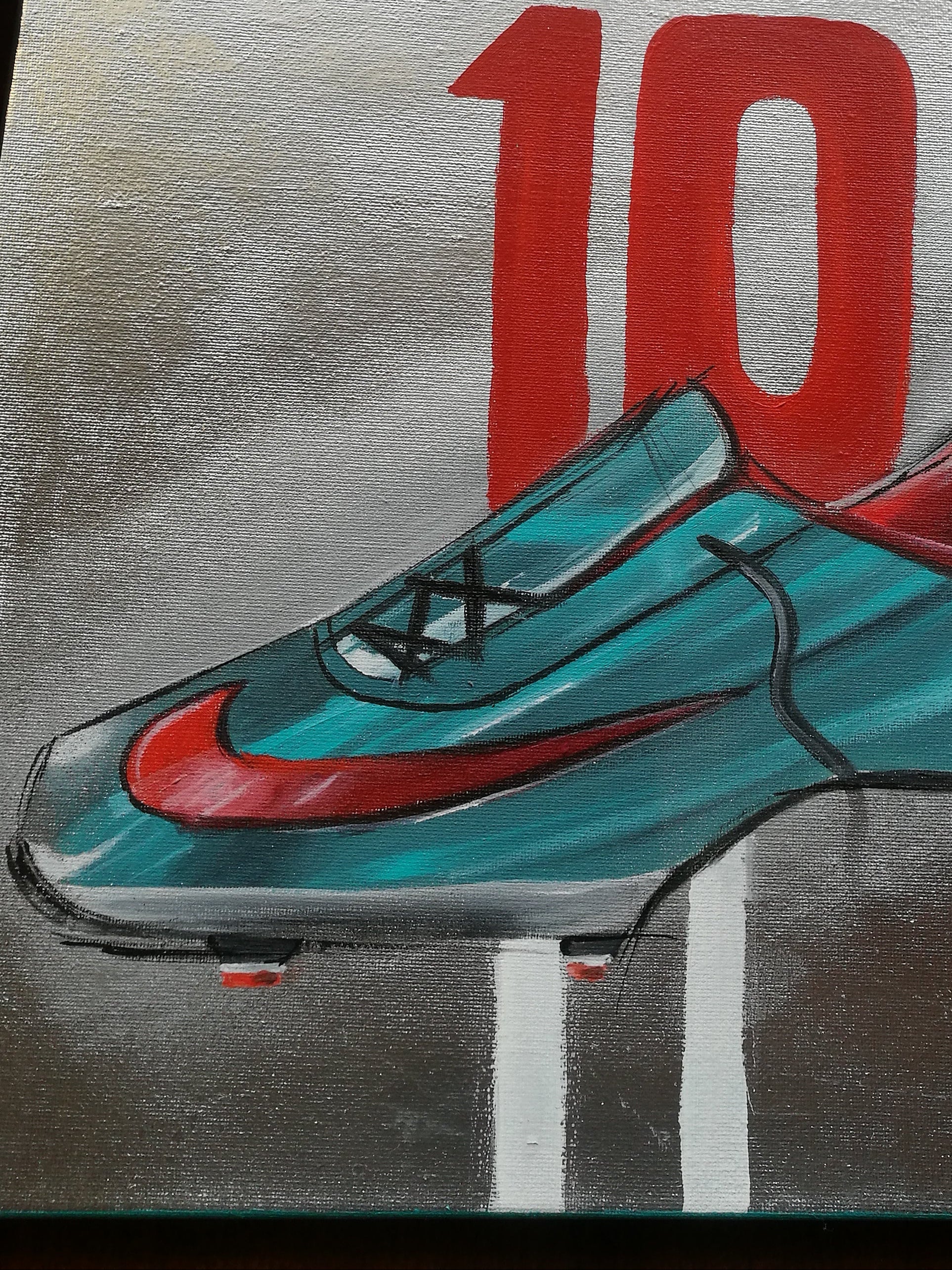 Hand-Painted Football Canvas