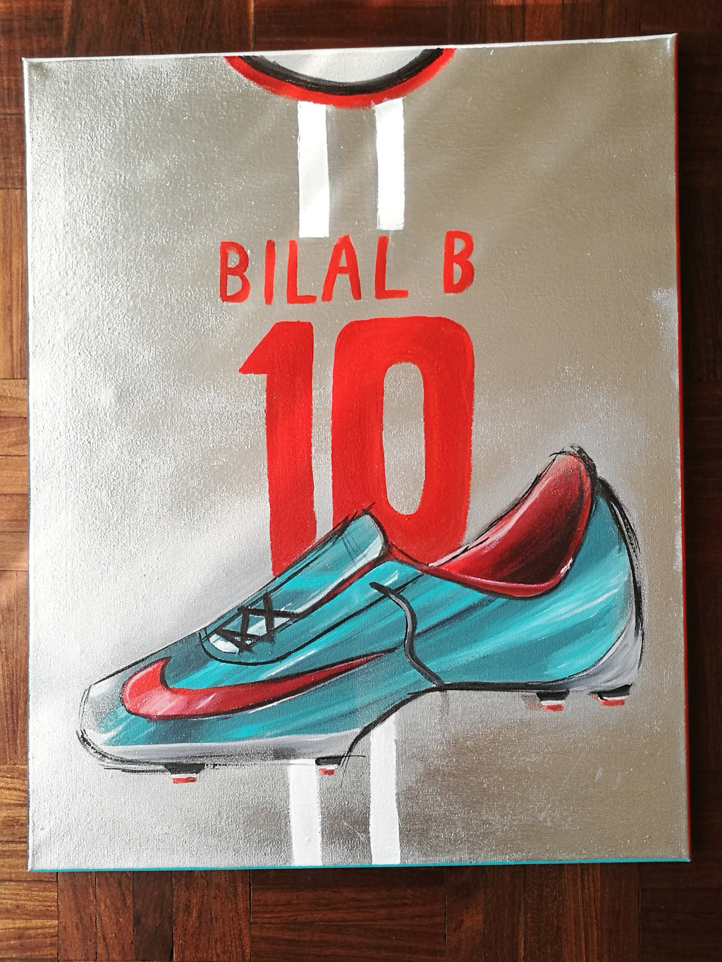 Hand-Painted Football Canvas