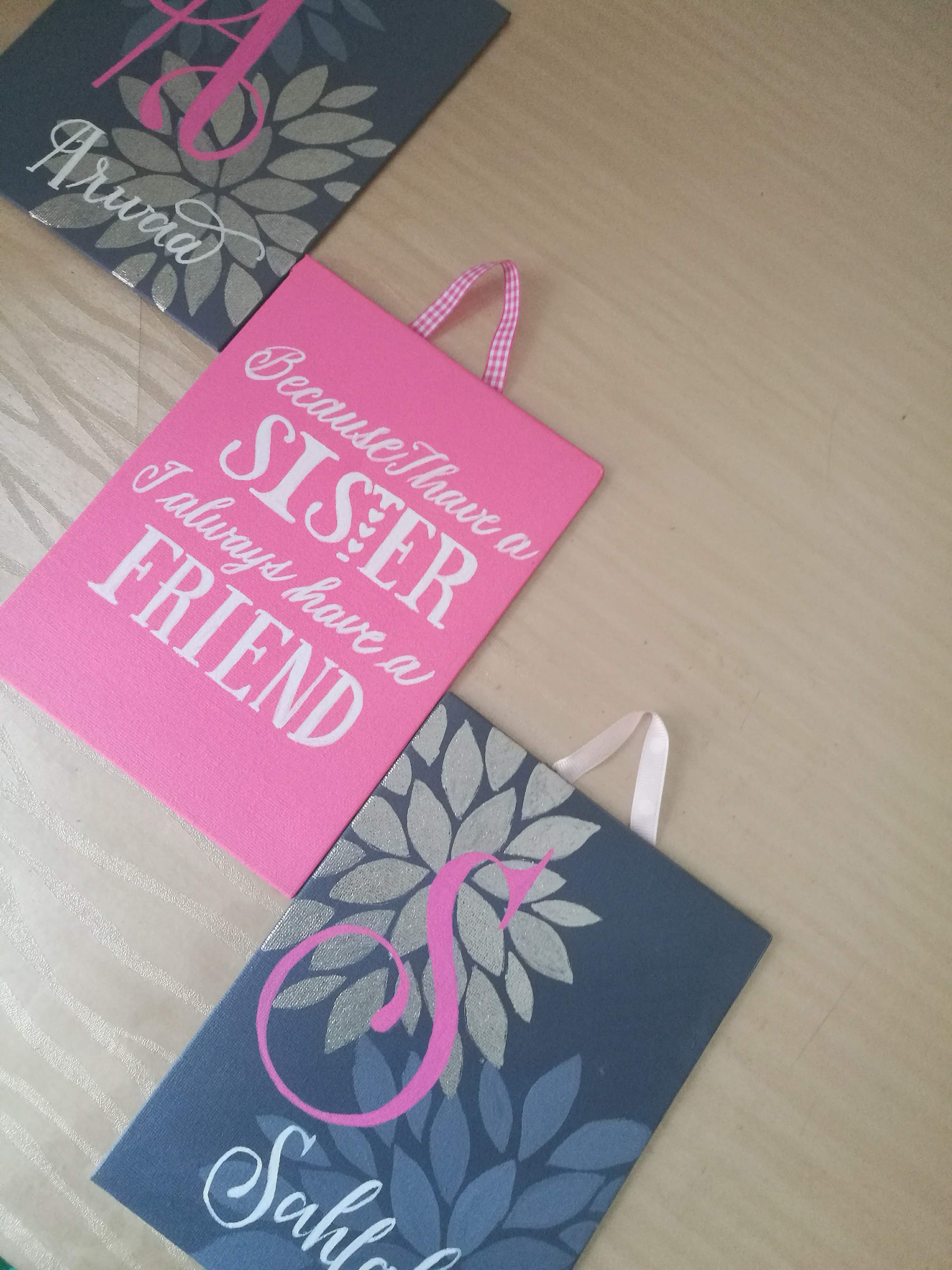 Personalized Twin Girls Triptych Wall Art Set - Baby Girl Gift